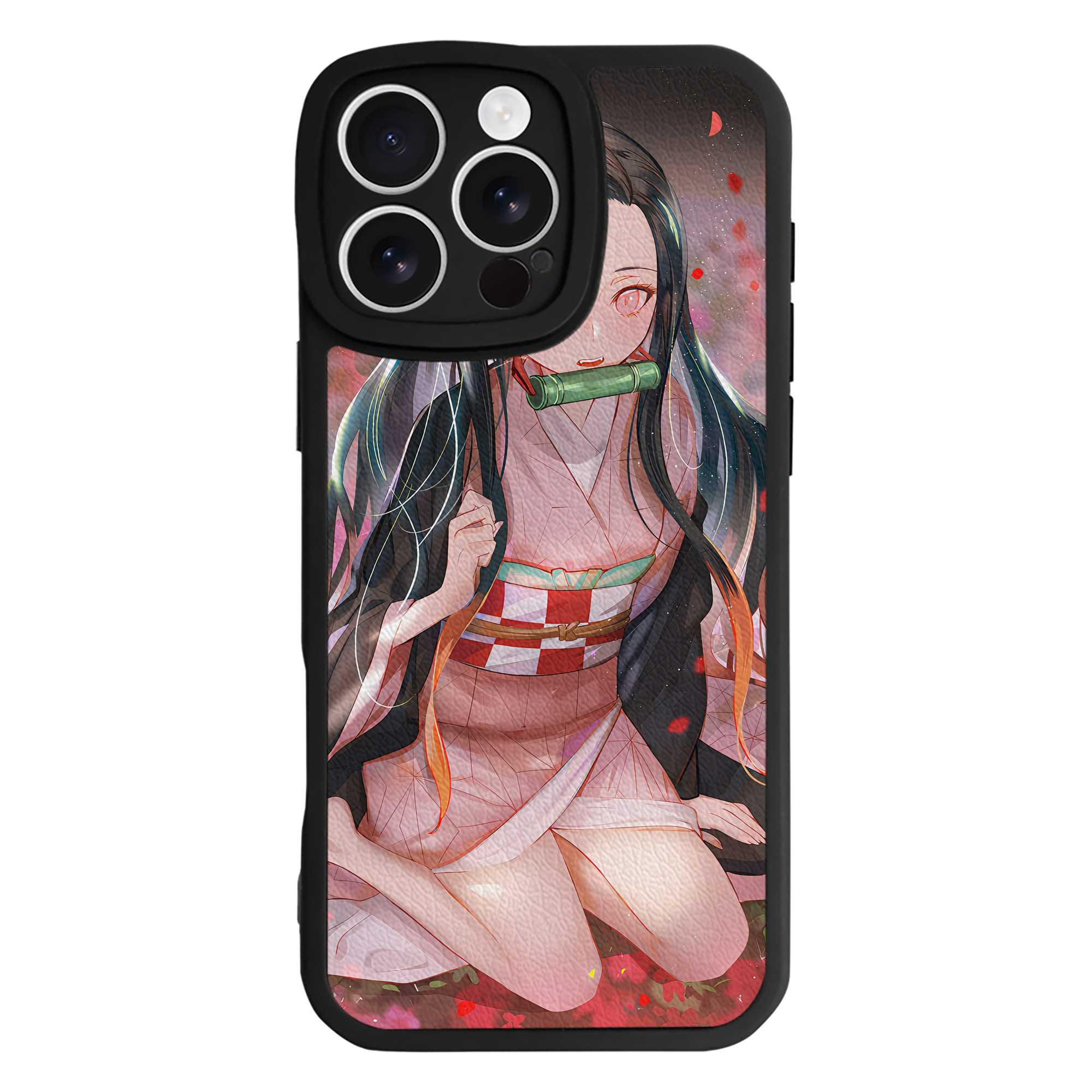 （画像用） 鬼滅の刃（きめつのやいば）竈門 禰󠄀豆子／かまど ねずこ Kamado Nezuko 【iPhone 16シリーズ対応】シリコンスマホケース（レザー調） 材質：シリコン